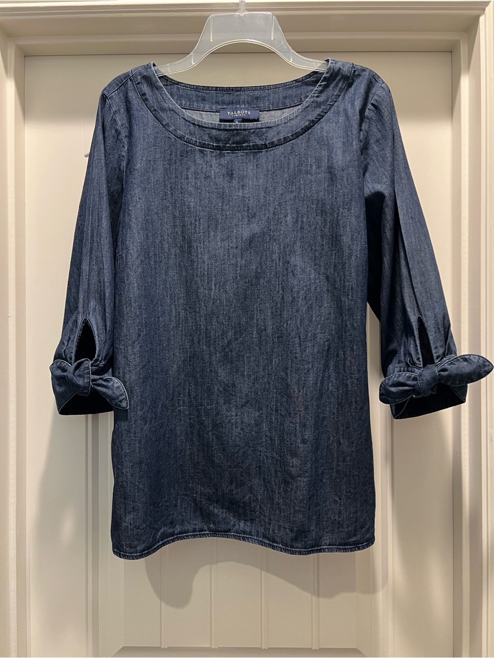 Talbots Dark Denim Tie-Sleeve Women's Top